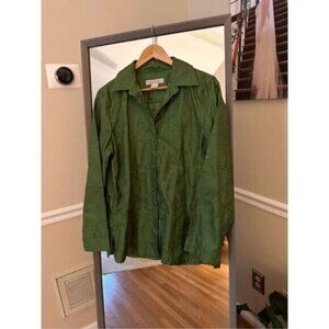C.L.O.T.H.E.S vintage Shimmery Green Button Down Shirt Medium‎
